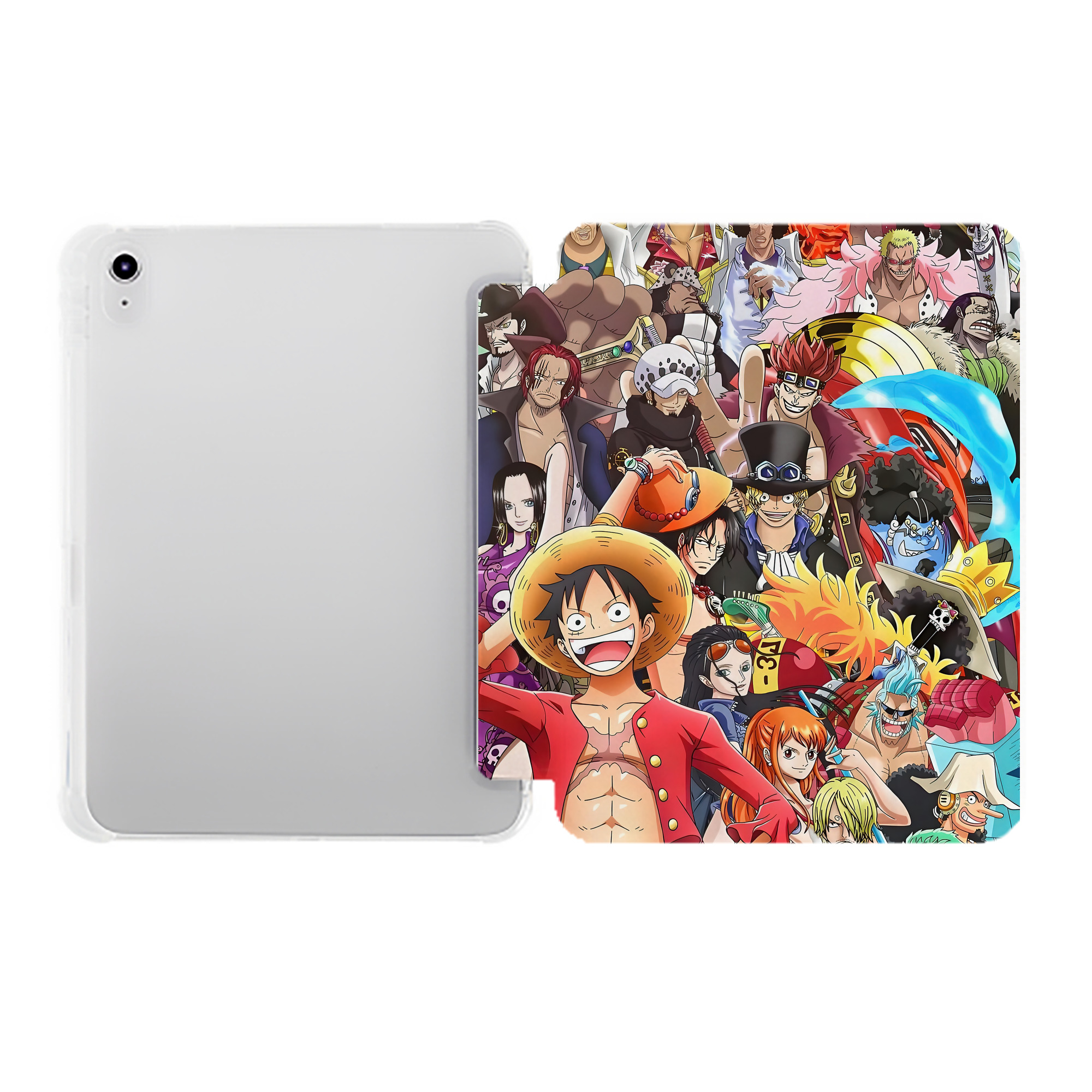 （画像用） ワンピース ONE PIECE IPad ケース ペン収納付き 三つ折りスタンド PUレザー×シリコン 対応機種9.5/10.5/10.9インチ
